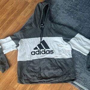 Adidas Black and White Colorblock Hoodie